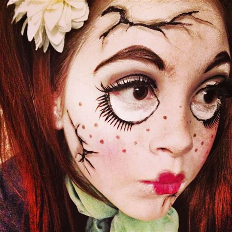 easy broken doll makeup|creepy broken porcelain doll makeup.